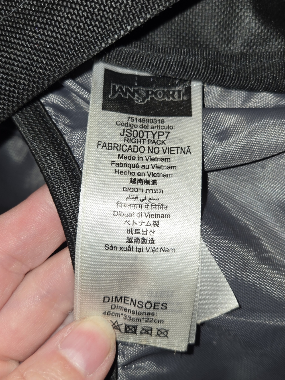JanSport Right Pack Backpack - Classic Black with Suede Leather Bottom - Picture 8 of 8